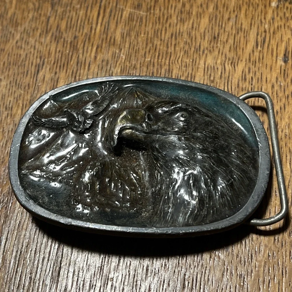 Vintage C & J Eagle Belt Buckle 1986 Made in USA Numbered 1135 Metal Animal